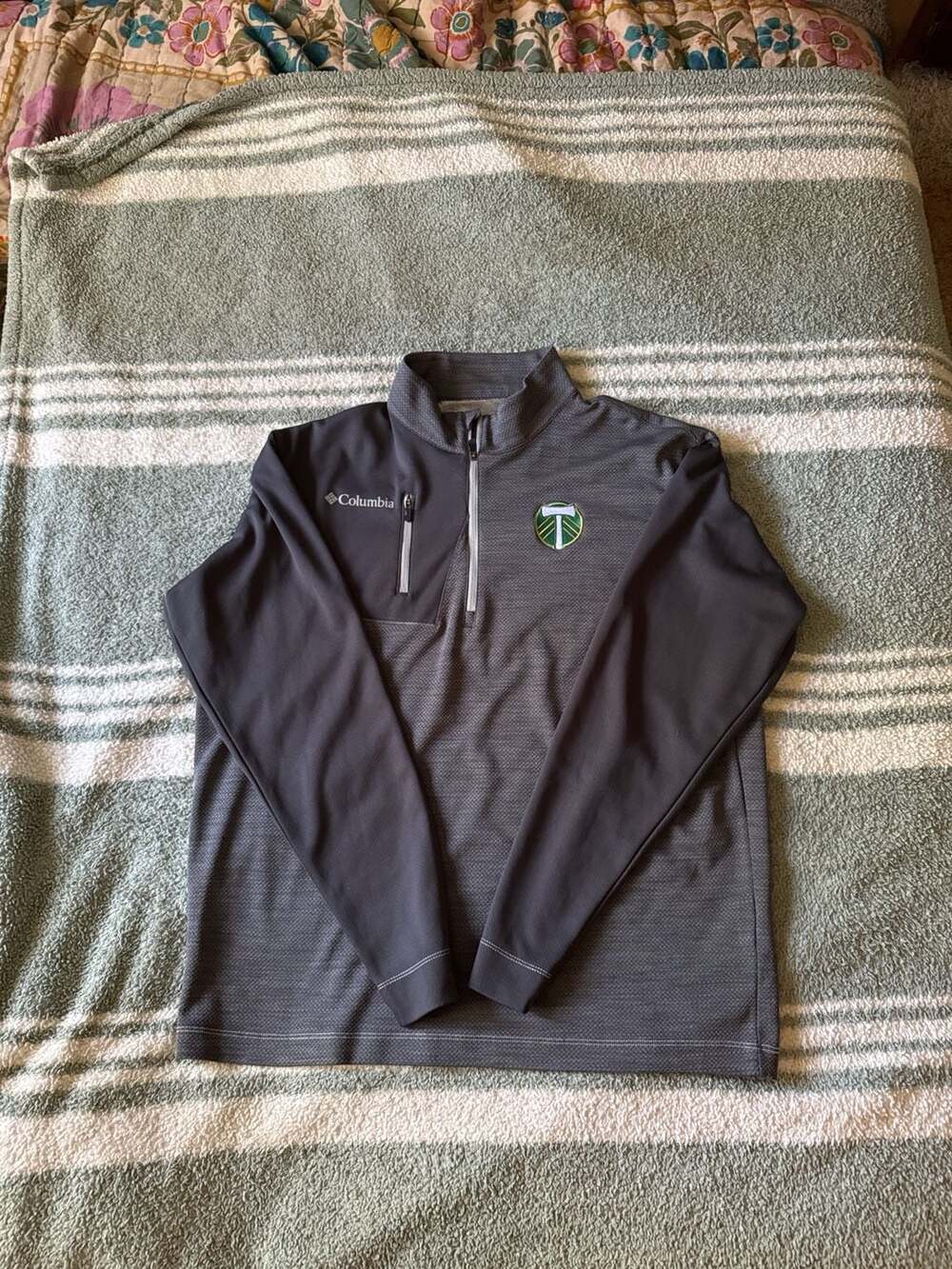 Columbia Portland Timbers Quarter-Zip Pullover Size L Gray Omni-Heat